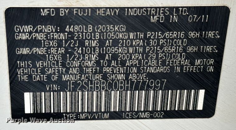 image for item NL9839 2011 Subaru Forester SUV