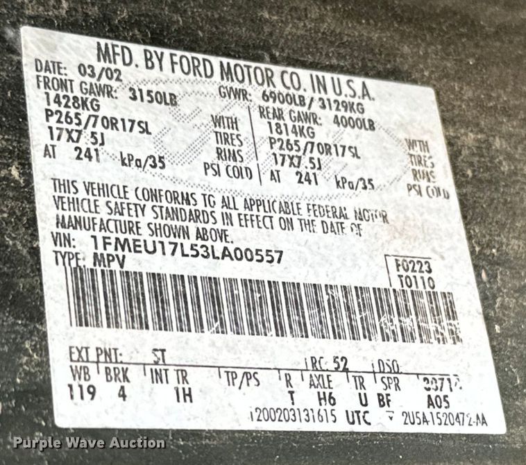 image for item NQ9552 2003 Ford Expedition Eddie Bauer SUV