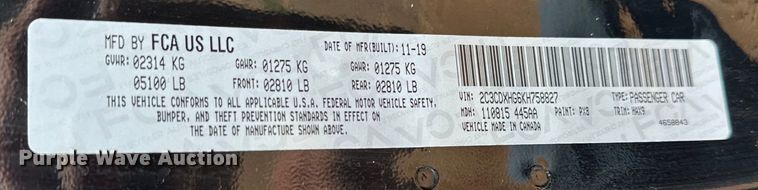 image for item NR9857 2019 Dodge Charger 