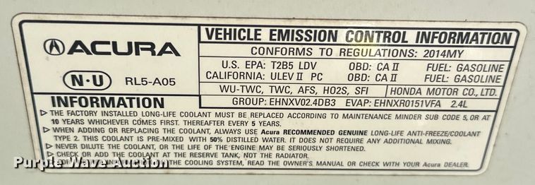 image for item NR9860 2014 Acura TSX 