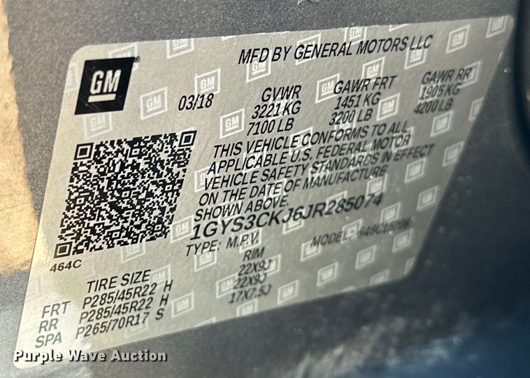 image for item NR9861 2018 Cadillac Escalade SUV