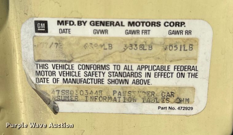 image for item NR9909 1978 Cadillac  Eldorado  