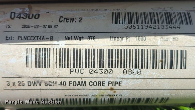 image for item NZ9753 Approximately 700 linear feet of PVC pipe