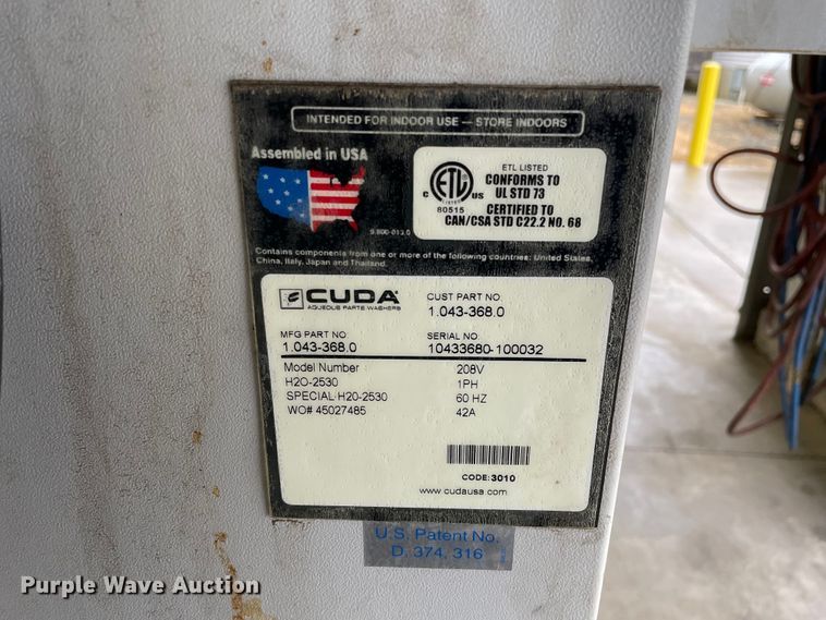 image for item OG9924 Cuda  H20-2530 parts washer