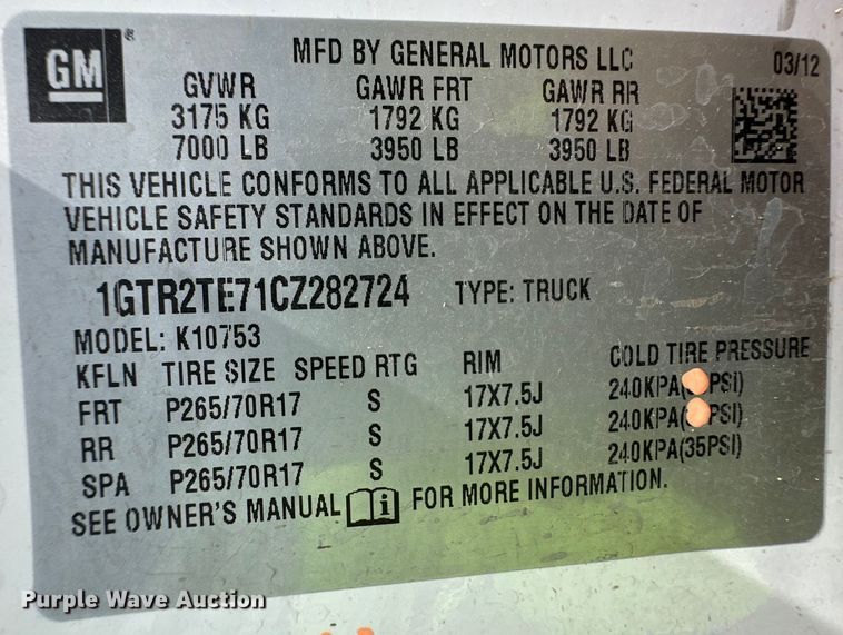 image for item OI9059 2012 GMC Sierra 1500 Ext. Cab pickup truck