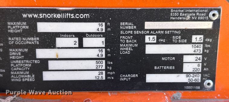 image for item OI9071 2020 Snorkel TM16E scissor lift