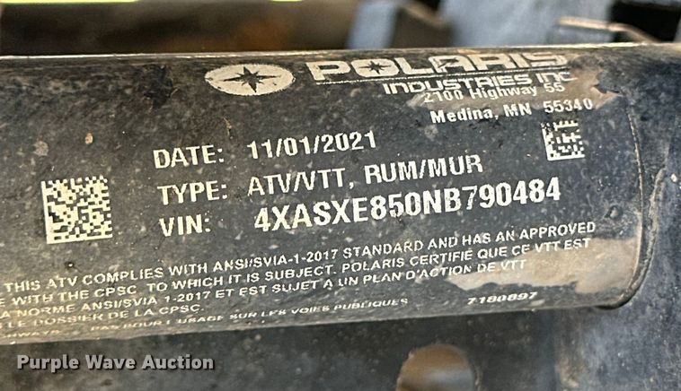 image for item OI9399 2022 Polaris Sportsman 850 ATV