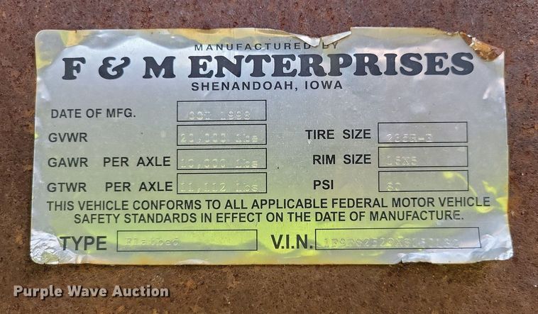 image for item DI3052 1999 Mustang equipment trailer