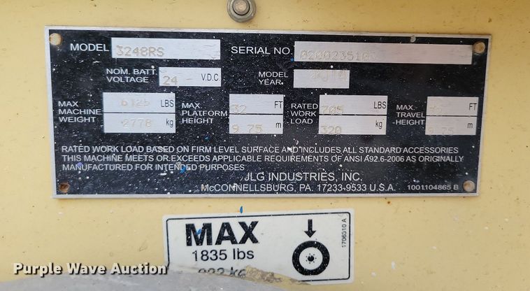 image for item DI3068 2014 JLG 3248RS scissor lift