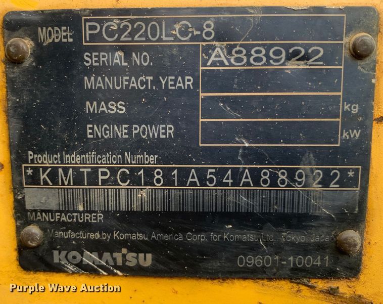 image for item DM7818 2010 Komatsu PC220LC excavator