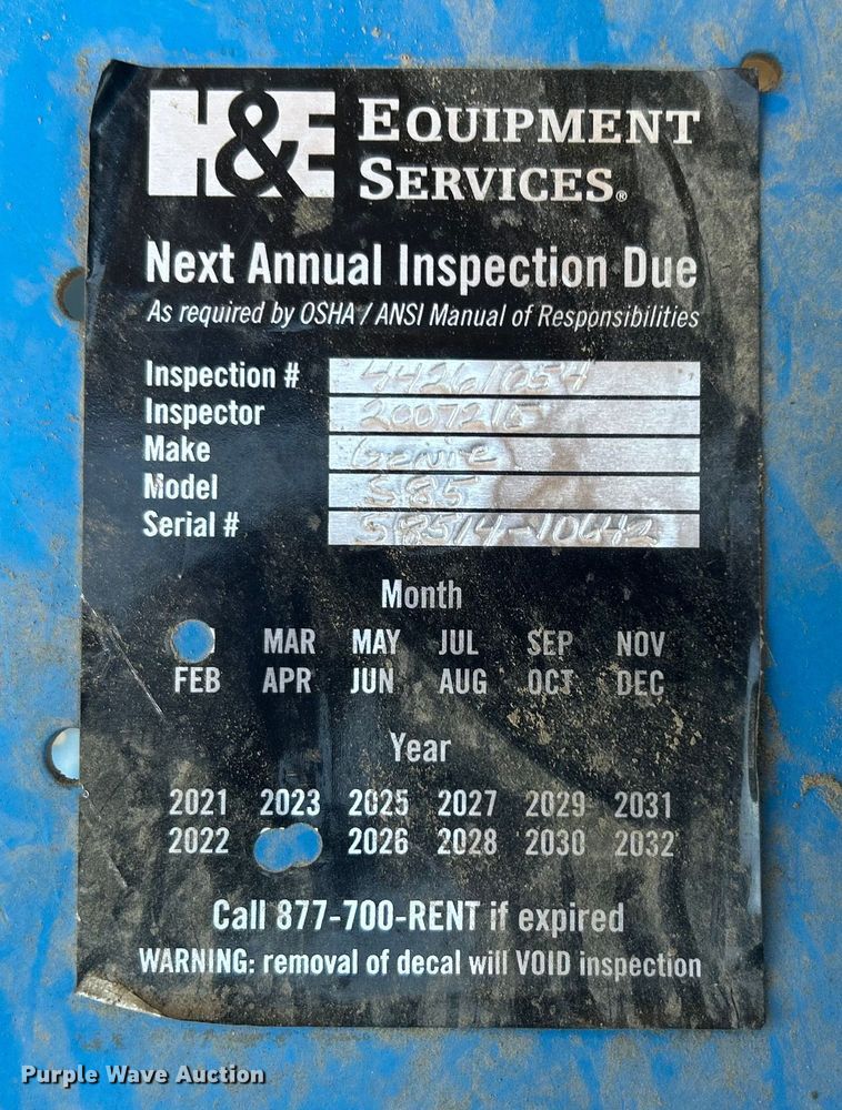 image for item DO1111 2013 Genie S-85 boom lift