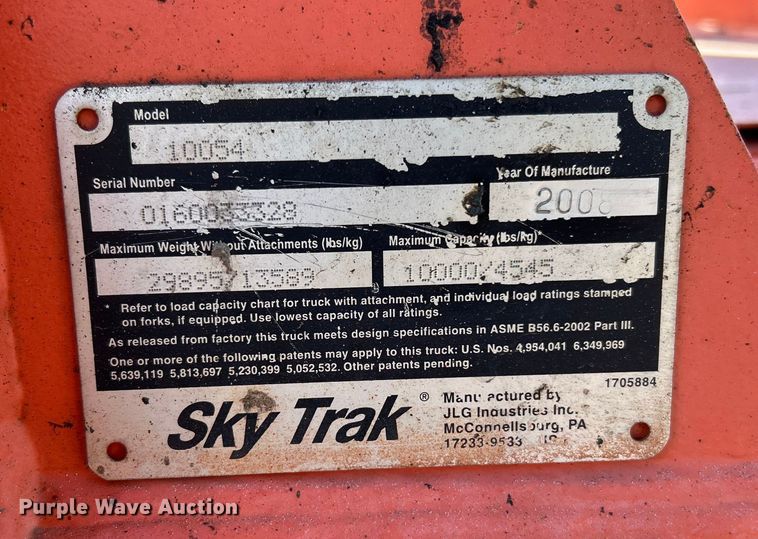 image for item DO1127 2008 JLG Skytrak 10054 telehandler