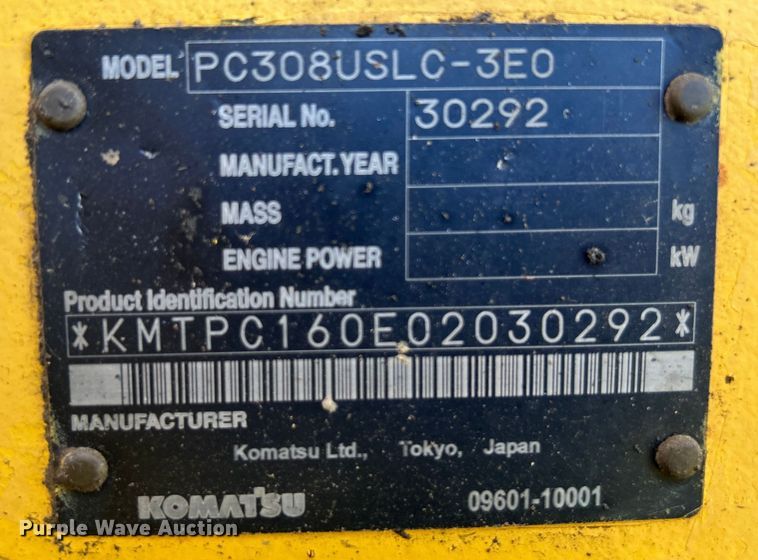 image for item DO1129 2011 Komatsu  PC308USLC excavator