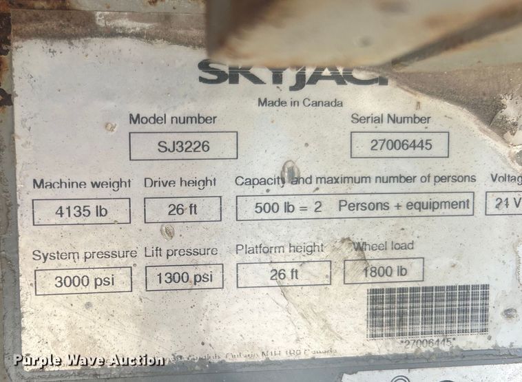 image for item DO6479 2011 SkyJack SJIII 3226 scissor lift