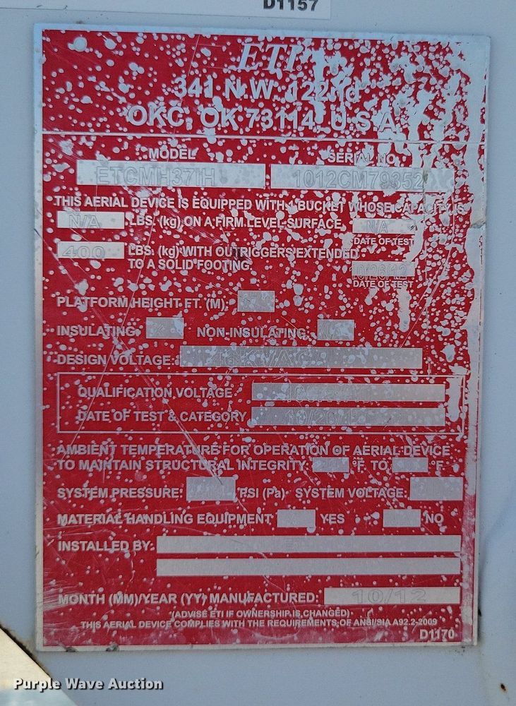 image for item DP1460 2012 Ford F550 Super Duty XL bucket truck