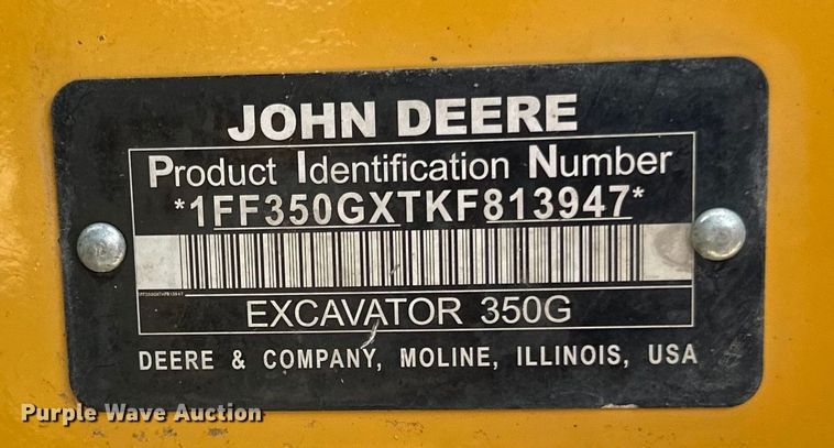 image for item DQ0814 2019 John Deere 350G LC excavator