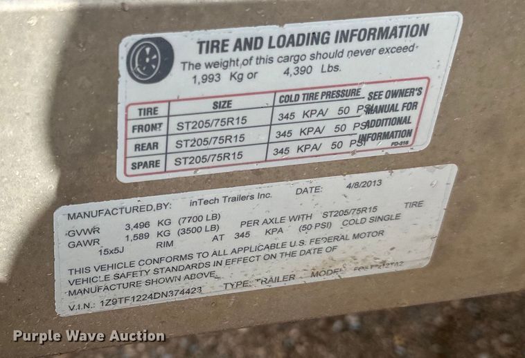 image for item DQ0825 2013 InTech fiber optic splice trailer