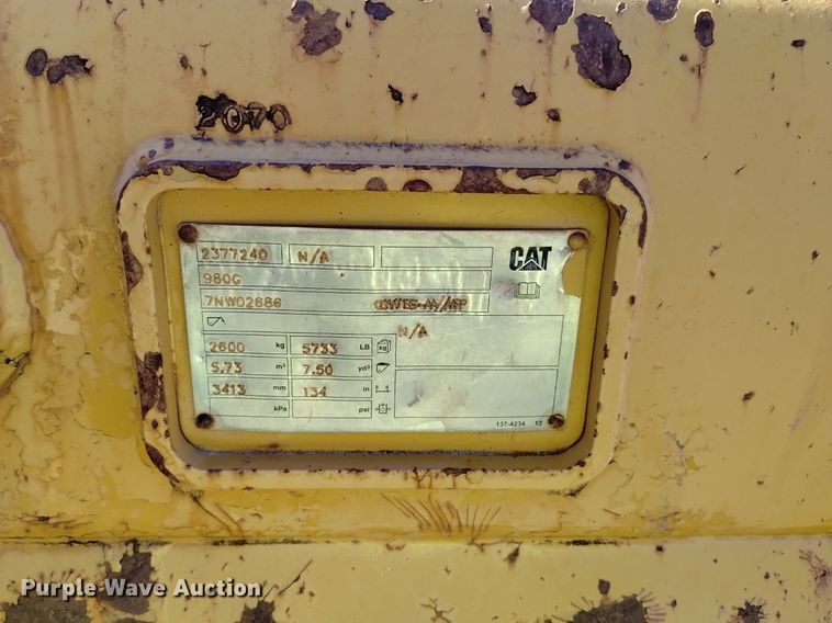 image for item DQ6085 2007 Caterpillar 980H wheel loader