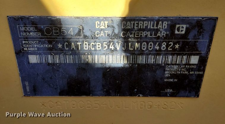 image for item DQ6088 2011 Caterpillar CB-54 double drum vibratory roller