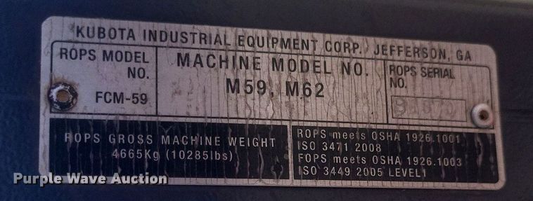 image for item DR4775 Kubota  M62 backhoe