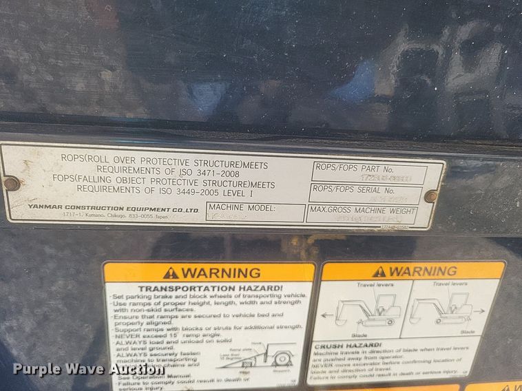 image for item DR4776 2018 Yanmar VIO35-6A mini excavator