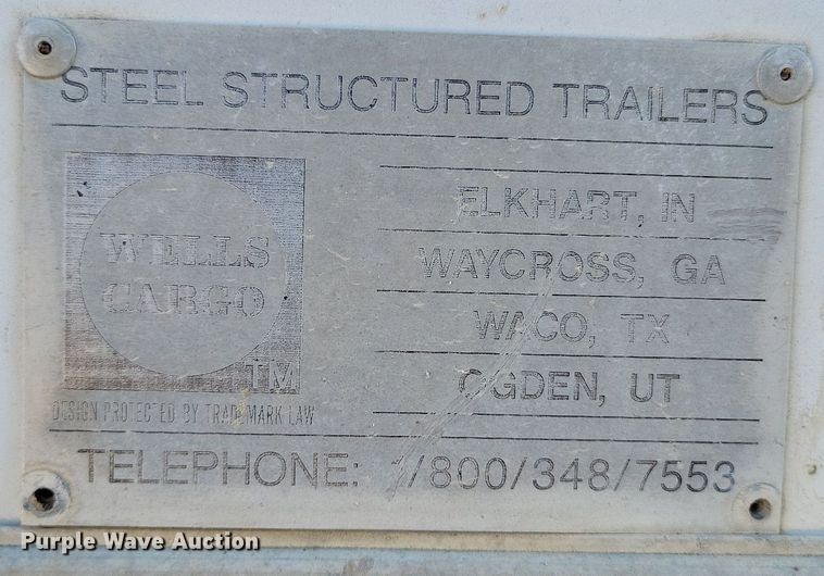 image for item DR8022 1990 Wells Cargo TW121 enclosed cargo trailer