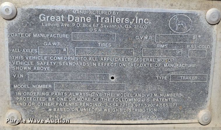 image for item DR8026 1985 Great Dane dry van trailer