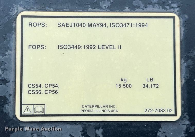 image for item DS2946 2008 Caterpillar CS56 single drum vibratory roller