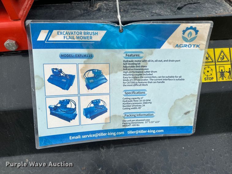 image for item DS2955 2022 Agrotk EXFLM115 excavator flail mower