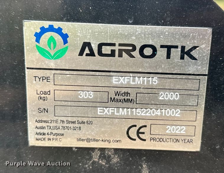 image for item DS2955 2022 Agrotk EXFLM115 excavator flail mower