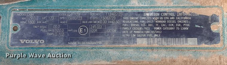 image for item DS3047 2012 Volvo  EC220DL excavator