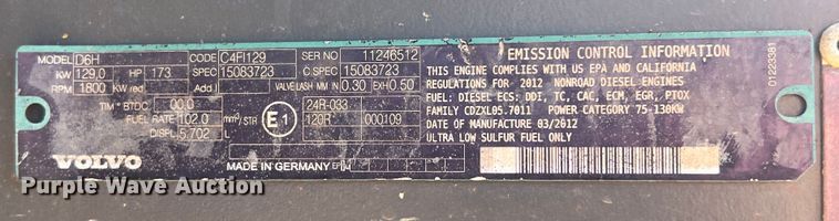 image for item DS3047 2012 Volvo  EC220DL excavator