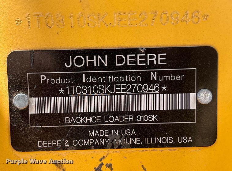 image for item DS3050 2015 John Deere 310SK backhoe