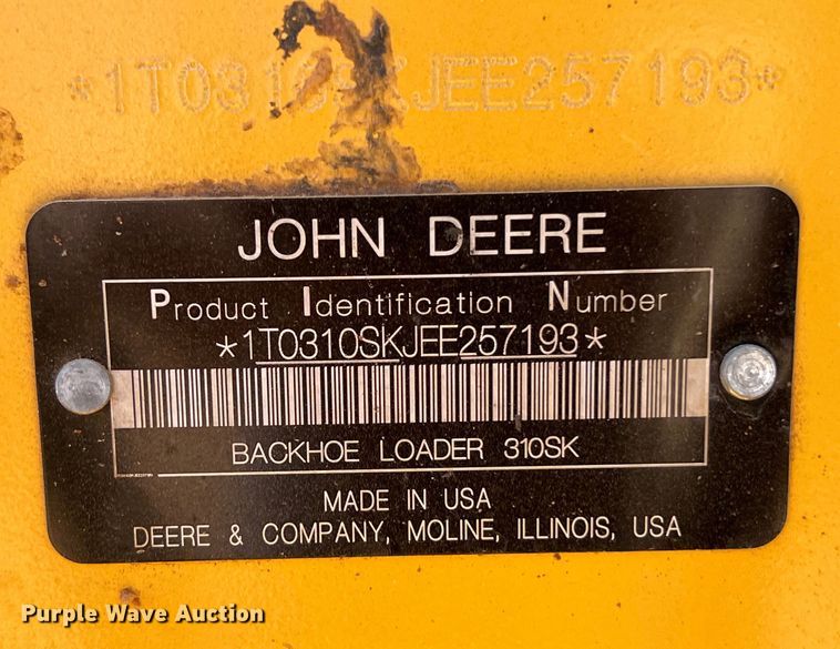 image for item DS3051 2014 John Deere  310SK backhoe