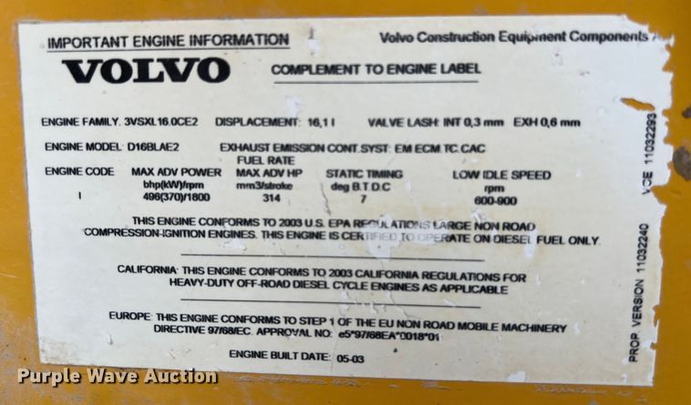 image for item DS3069 2004 Volvo  L330E wheel loader