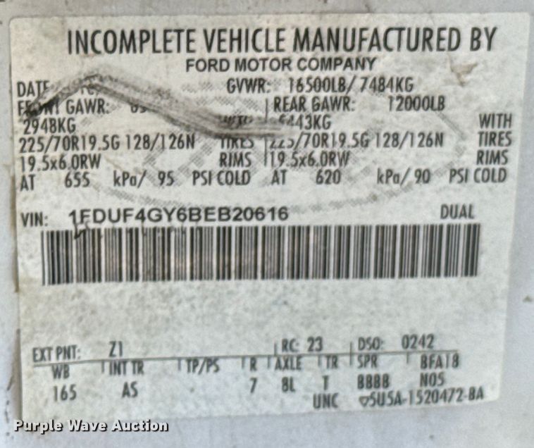 image for item DX0478 2011 Ford F450 Super Duty bucket truck