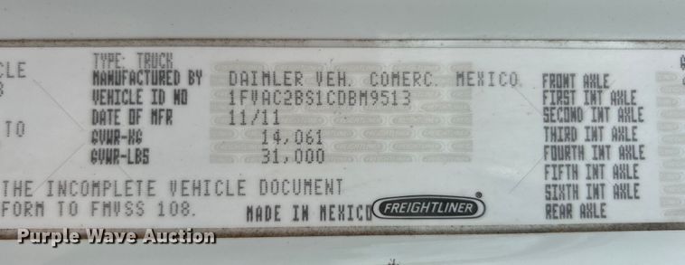 image for item EG1538 2012 Freightliner  Business Class M2 Crew Cab utility / service truck