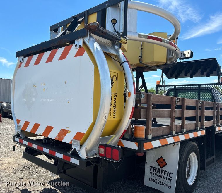 image for item EG1570 2007 Ford F650 Super Duty flatbed truck with crash attenuator