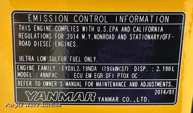 image for item EG1575 2014 John Deere  50G mini excavator