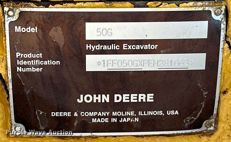 image for item EG1575 2014 John Deere  50G mini excavator