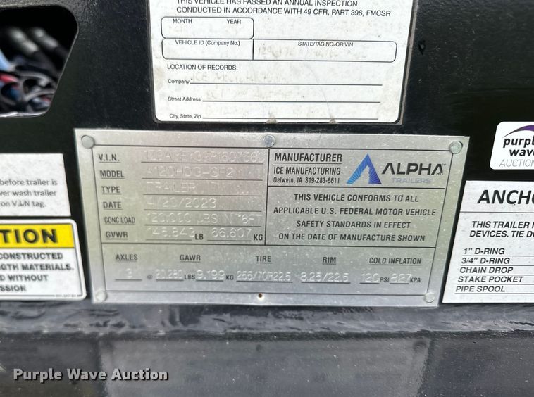 image for item EH5395 2024 Alpha HD A120HDG-SF2 lowboy equipment trailer