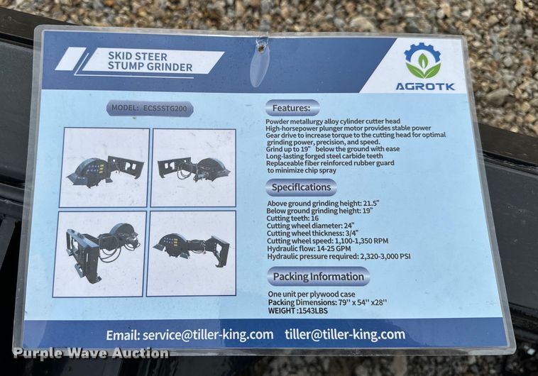 image for item EH6741 2023 TopCat ECSSSTG200 skid steer stump grinder