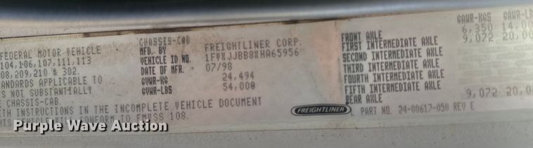 image for item EH6753 1999 Freightliner FL80 dump truck