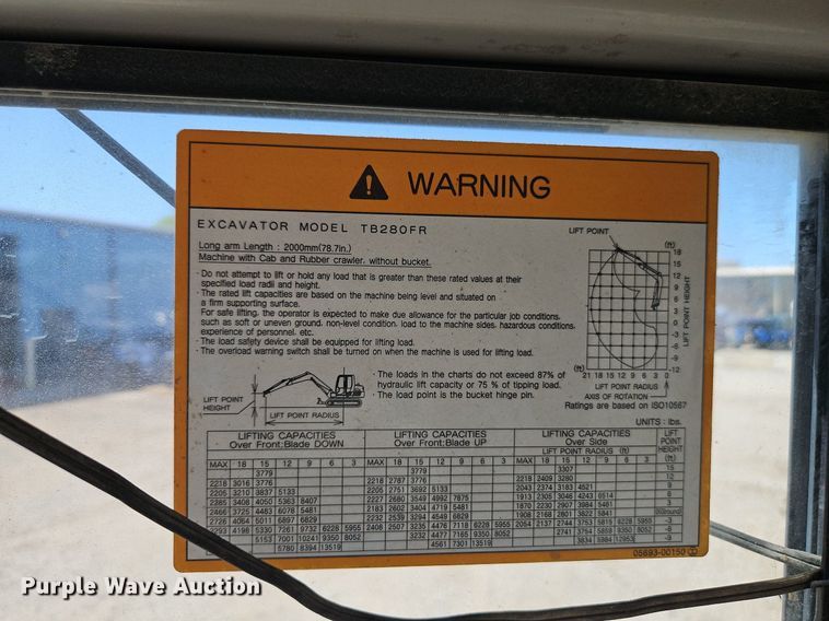 image for item EI3803 2016 Takeuchi TB280FR mini excavator