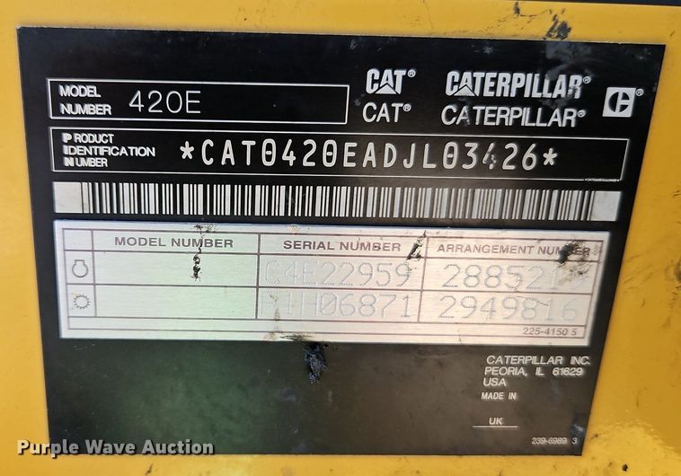 image for item EI3833 2012 Caterpillar 420E backhoe