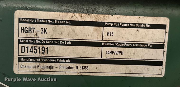 image for item EJ2736 Champion HGR7-3K air compressor