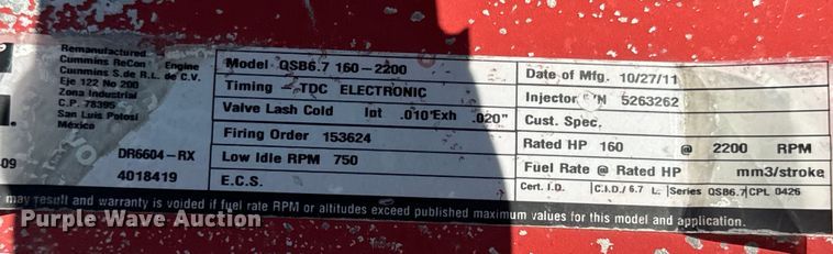 image for item EJ2737 2011 Cummins QSB6.7 engine