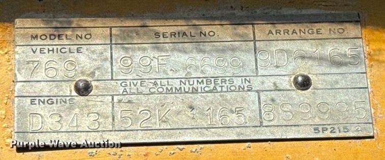 image for item EJ2790 1977 Caterpillar 769B haul truck