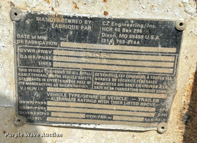 image for item EJ2793 2008 CZ Engineering pole trailer