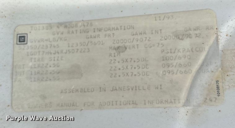 image for item EK4580 1994 GMC Topkick C6500 water truck